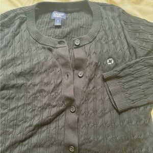 Lands End Chase navy blue long sleeve knit button up